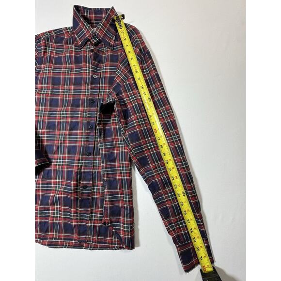 Thomas Mason Bespoke Night & Day Plaid Shirt 15.5 40 Red Blue Italian Button Up - Picture 9 of 10